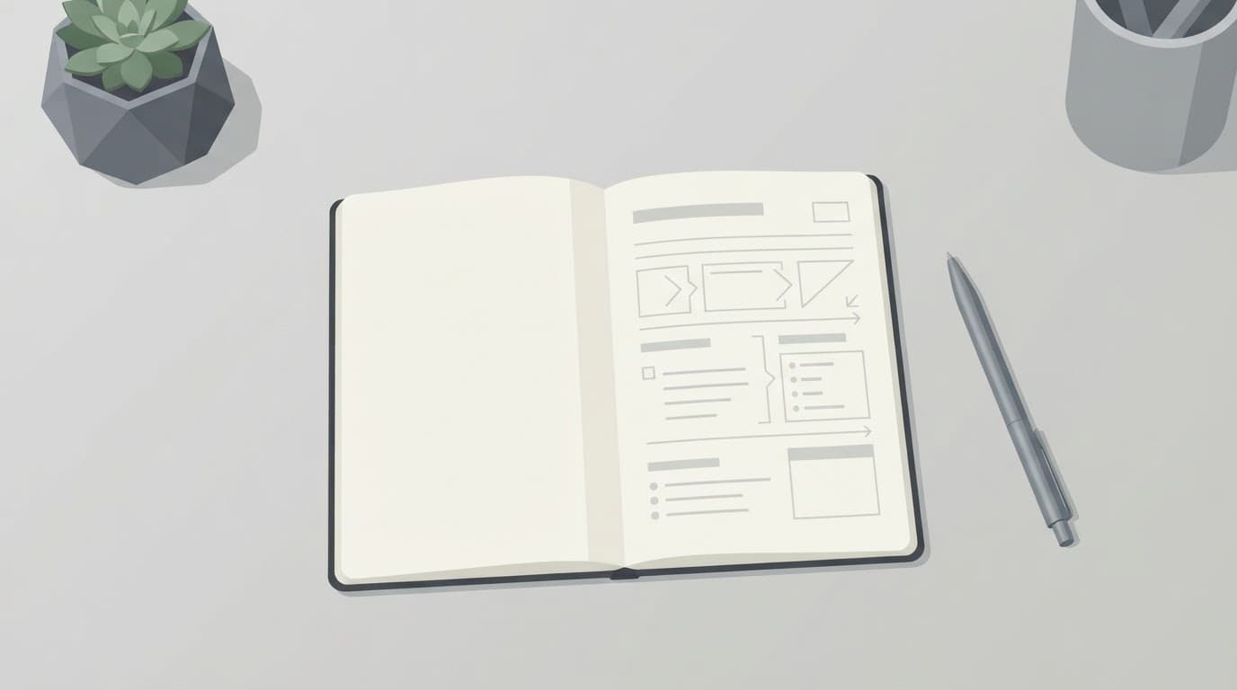 A paper worksheet and pen arranged on a clean minimalist desk.